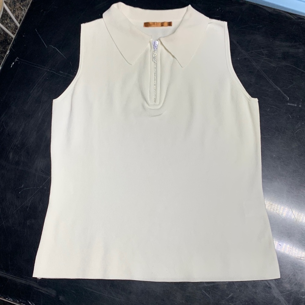 Belldini bling short sleeve pullover white sweater anthropology summerwear large